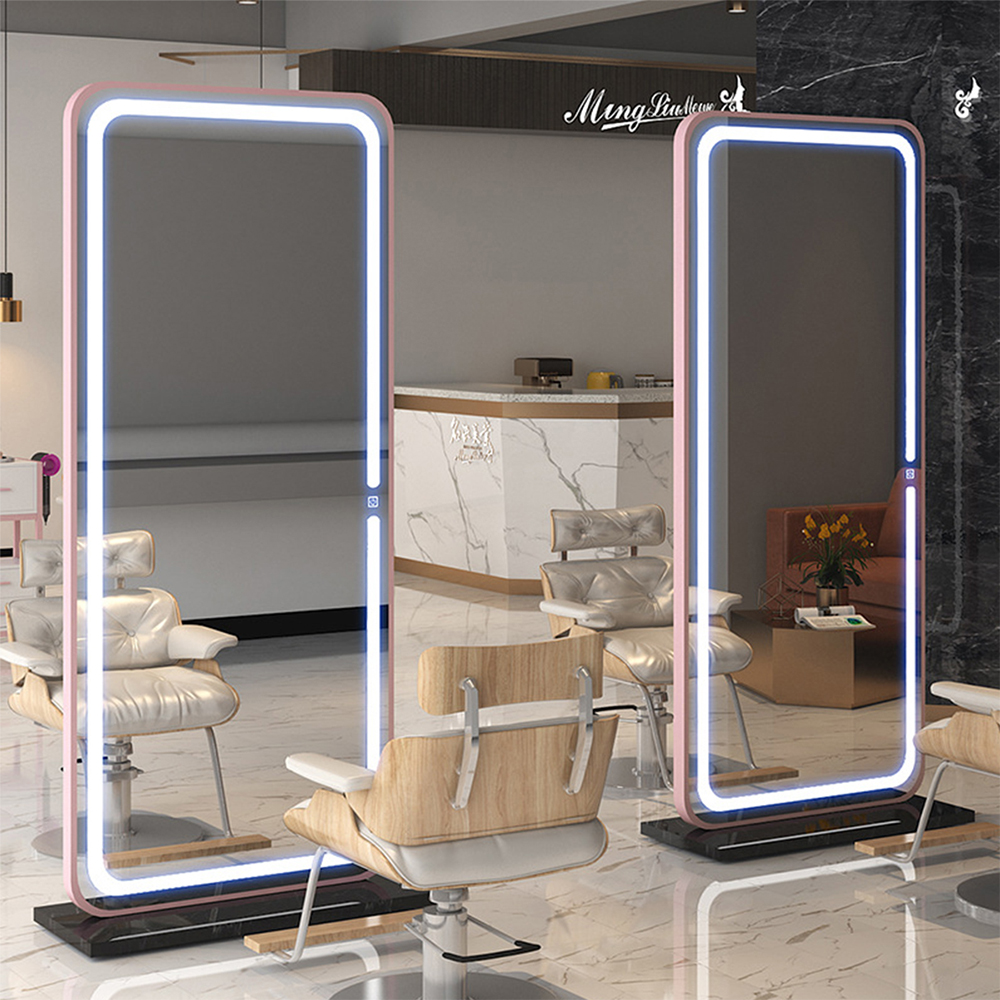 Aluminiumrahmen-Spiegel-Ankleidezimmer-Ganzkörper-LED-Ganzkörper-Spiegel im Schlafzimmer mit LED-Licht beleuchtetem Stehspiegel