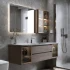 Günstiges einfaches Aufbewahrungsschrank-Set, modernes Massivholz-Waschtisch-Badezimmer, intelligenter Badezimmer-Spiegelschrank mit Waschbecken