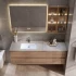 Günstiges einfaches Aufbewahrungsschrank-Set, modernes Massivholz-Waschtisch-Badezimmer, intelligenter Badezimmer-Spiegelschrank mit Waschbecken