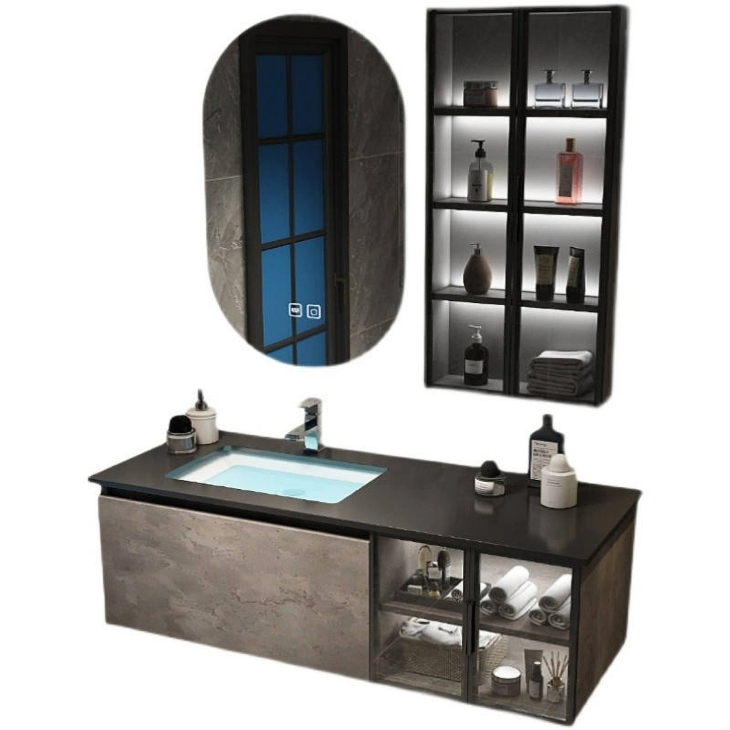 Hochwertiger Eckstein-wasserdichter Aufbewahrungsschrank Glas-Waschtischschrank für Badezimmer mit intelligentem Spiegelschrank