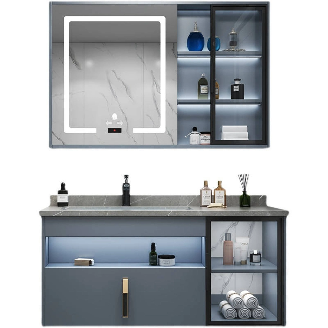 Hochwertige moderne Badezimmerschränke zur Wandmontage Sperrholz-Aluminium-Badezimmerschränke mit Spiegeln