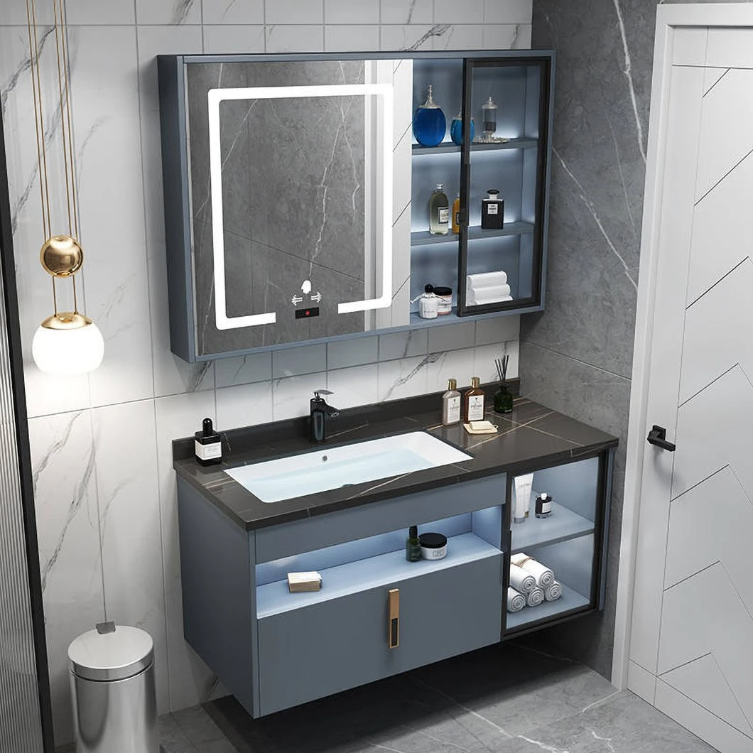 Hochwertige moderne Badezimmerschränke zur Wandmontage Sperrholz-Aluminium-Badezimmerschränke mit Spiegeln