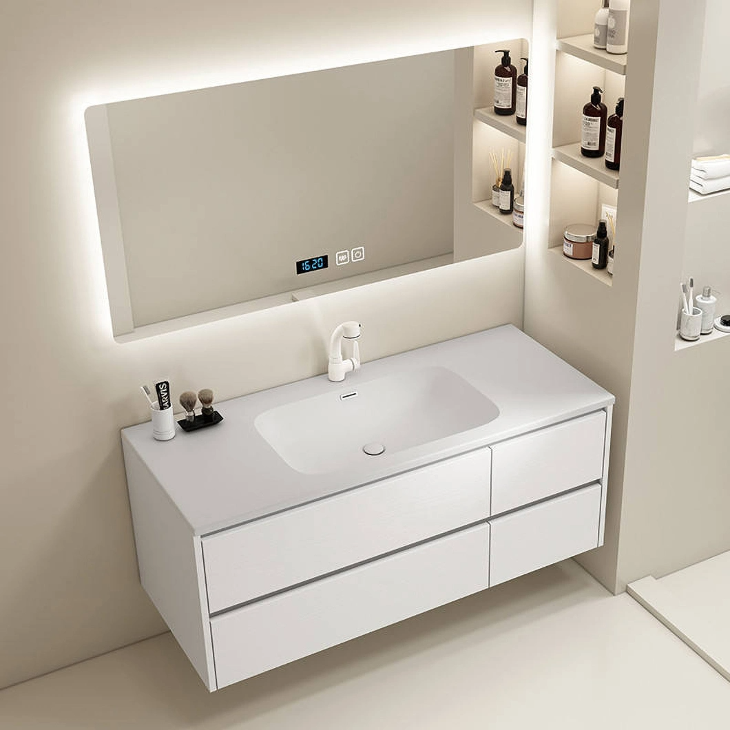 Günstiges gebrauchtes Badezimmer-Kosmetikspiegel-Schrank-Set des Hotels, moderner Doppel-Marmor-Badezimmerschrank mit Waschbecken