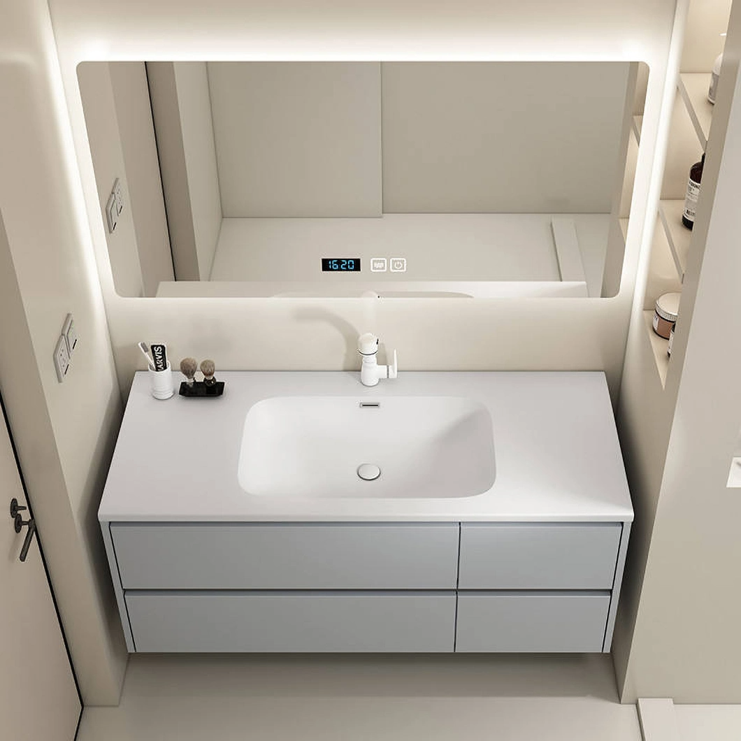 Günstiges gebrauchtes Badezimmer-Kosmetikspiegel-Schrank-Set des Hotels, moderner Doppel-Marmor-Badezimmerschrank mit Waschbecken