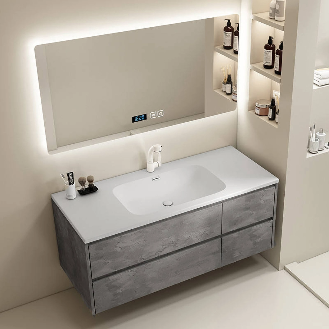 Günstiges gebrauchtes Badezimmer-Kosmetikspiegel-Schrank-Set des Hotels, moderner Doppel-Marmor-Badezimmerschrank mit Waschbecken