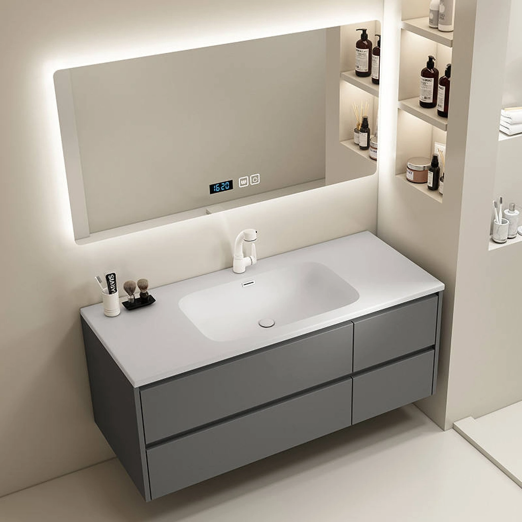 Günstiges gebrauchtes Badezimmer-Kosmetikspiegel-Schrank-Set des Hotels, moderner Doppel-Marmor-Badezimmerschrank mit Waschbecken