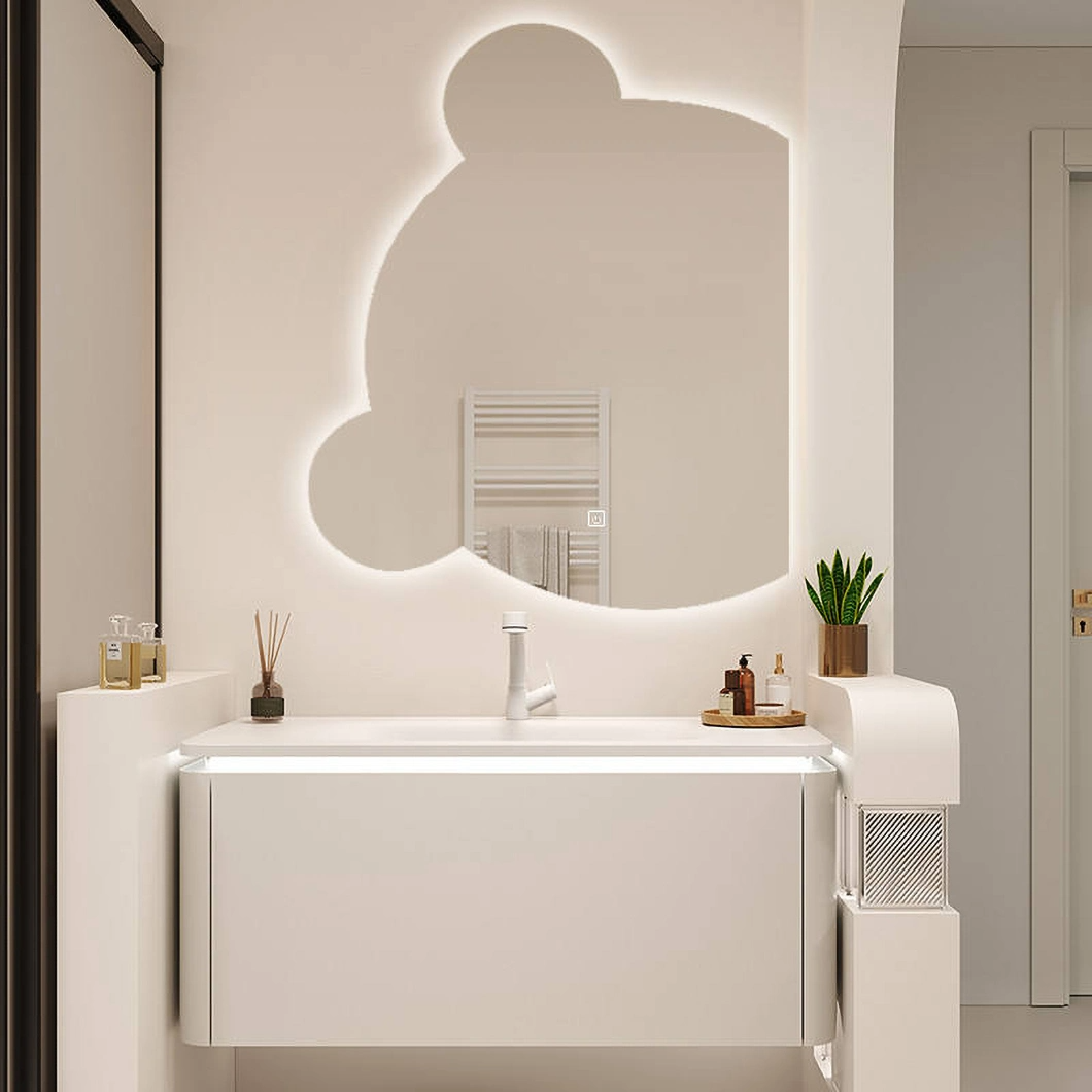Luxuriöser, an der Wand montierter, schwebender Schrank Badezimmer-Eitelkeit Modernes Hotel-Marmor-Einzelwaschbecken-Badezimmerschrank