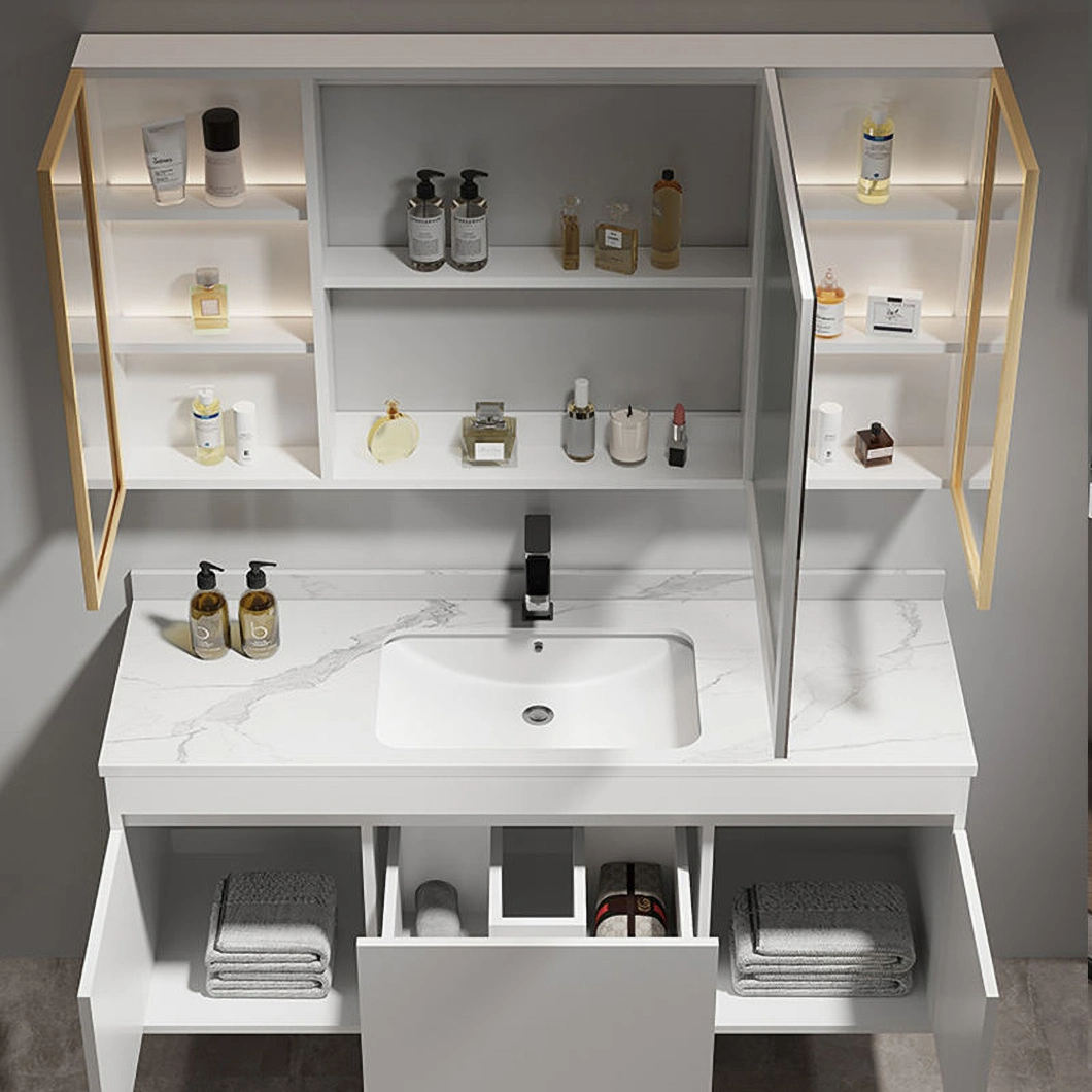 Moderner Wasch- und Ankleideschrank aus massivem Holz, schwarz, Badezimmer-Ecke, Luxus-Badezimmerschrank mit Spiegelschrank