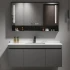 Moderner Wasch- und Ankleideschrank aus massivem Holz, schwarz, Badezimmer-Ecke, Luxus-Badezimmerschrank mit Spiegelschrank