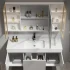 Moderner Wasch- und Ankleideschrank aus massivem Holz, schwarz, Badezimmer-Ecke, Luxus-Badezimmerschrank mit Spiegelschrank