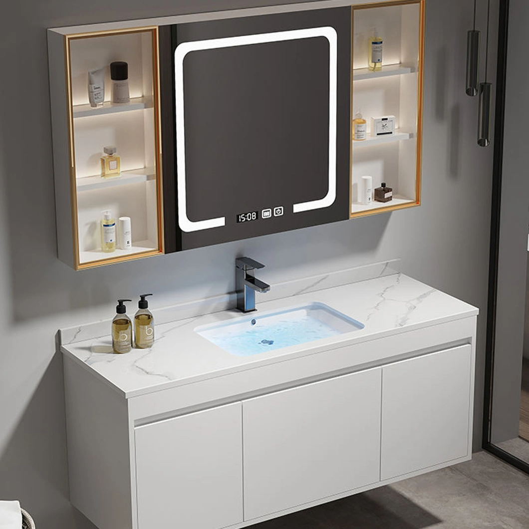 Moderner Wasch- und Ankleideschrank aus massivem Holz, schwarz, Badezimmer-Ecke, Luxus-Badezimmerschrank mit Spiegelschrank