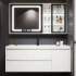 Moderner, weißer, an der Wand montierter, wasserdichter Medizinschrank, Badezimmer-Eichenschrank mit Spiegelschrank