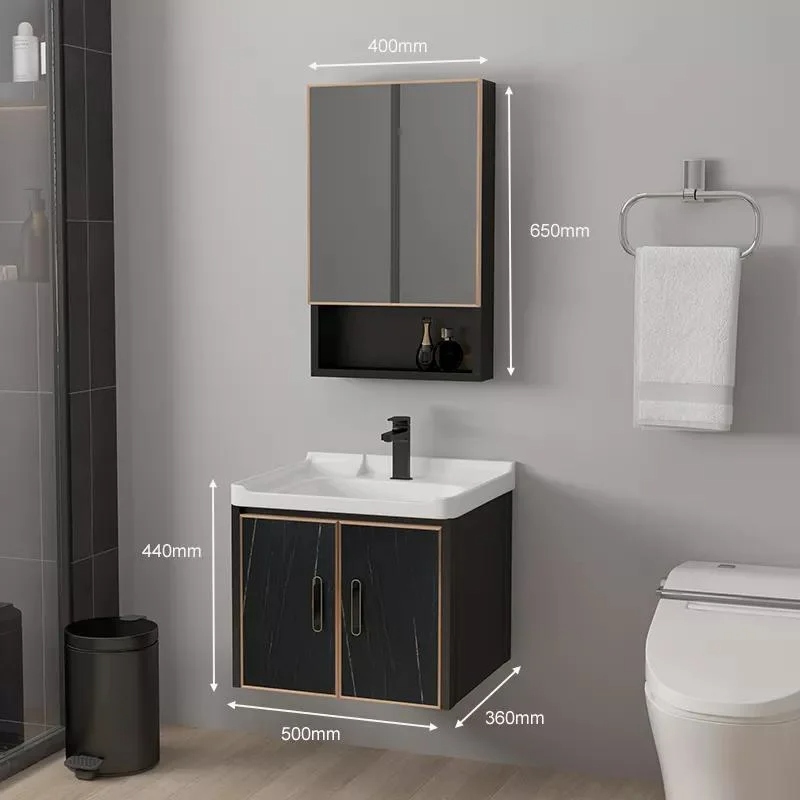 Wasserdichter moderner Spiegel-Wandmontage-Aluminiumschrank, kleiner Waschtisch-Set, Badezimmer-Eitelkeiten mit Waschbecken