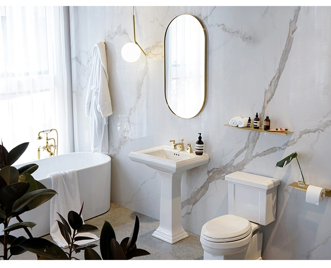 Kundenspezifischer einseitiger Make-up-Glas-Oval-Badezimmer-Wandspiegel aus Metall