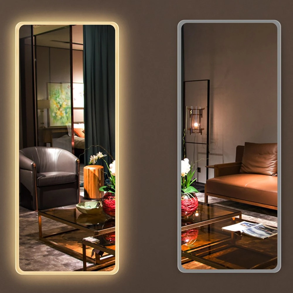 In voller Länge an der Wand befestigtes Licht Smart Rectangle Defogger Dressing Hair LED Salonspiegel