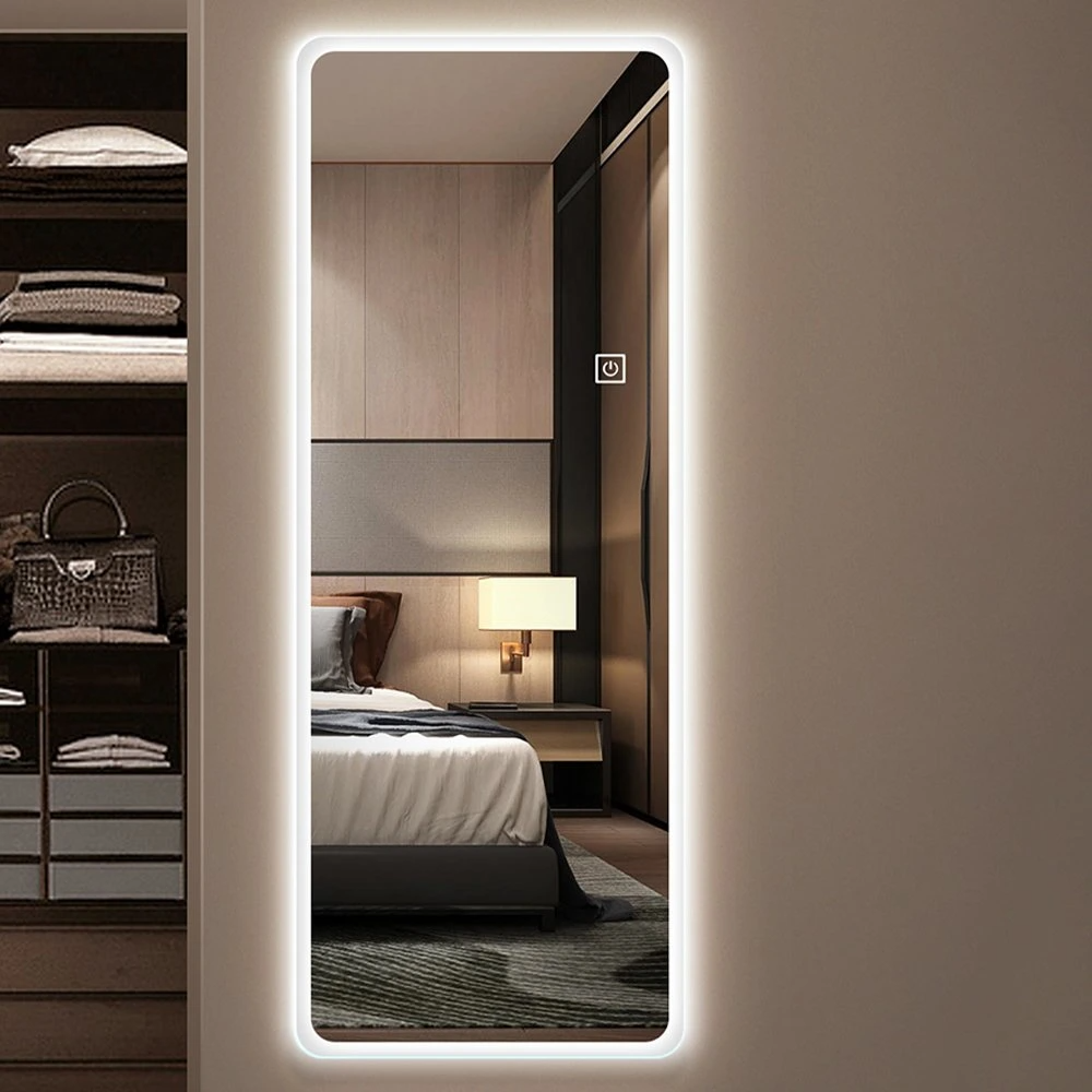 In voller Länge an der Wand befestigtes Licht Smart Rectangle Defogger Dressing Hair LED Salonspiegel