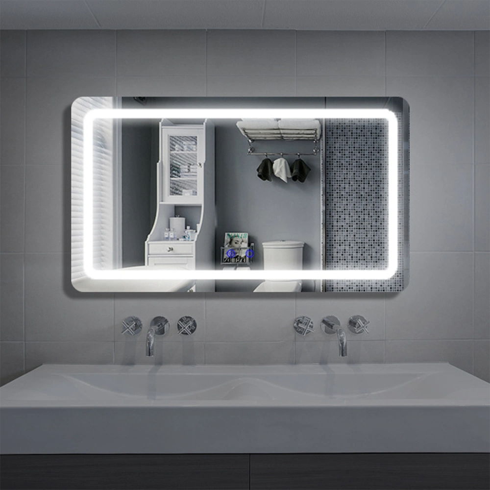 Luxuriöser, dekorativer, intelligenter Waschbeckenspiegel, LED-Badezimmer, rahmenloser, hintergrundbeleuchteter Wand-Glas-Kosmetikspiegel