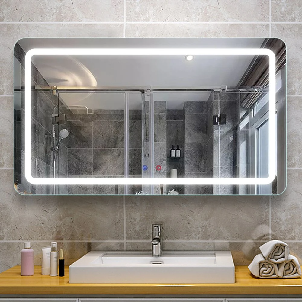 Luxuriöser, dekorativer, intelligenter Waschbeckenspiegel, LED-Badezimmer, rahmenloser, hintergrundbeleuchteter Wand-Glas-Kosmetikspiegel