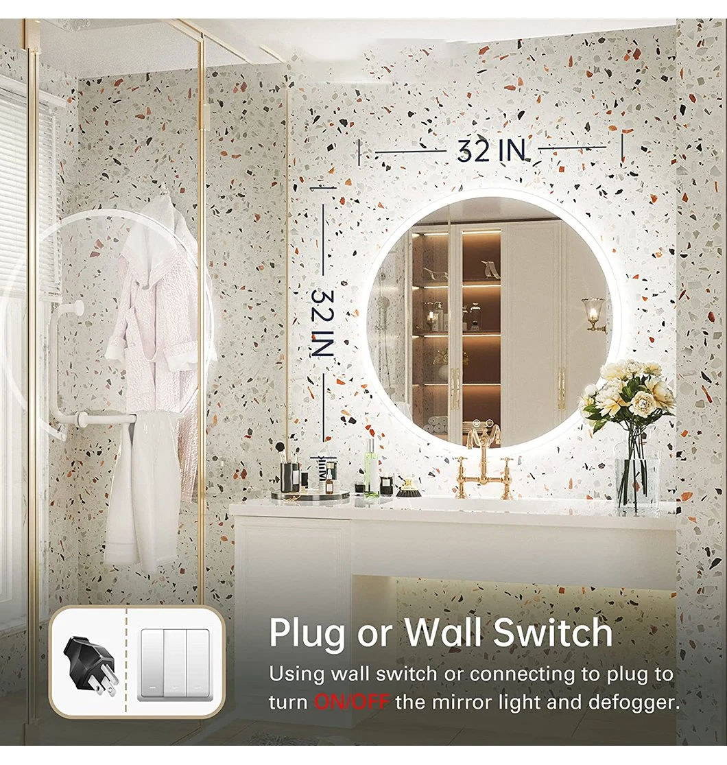 Badezimmerspiegel mit Beleuchtung Antibeschlag beleuchteter Vanity Smart Spiegel Wandmontage LED Badezimmer dimmbar Illu