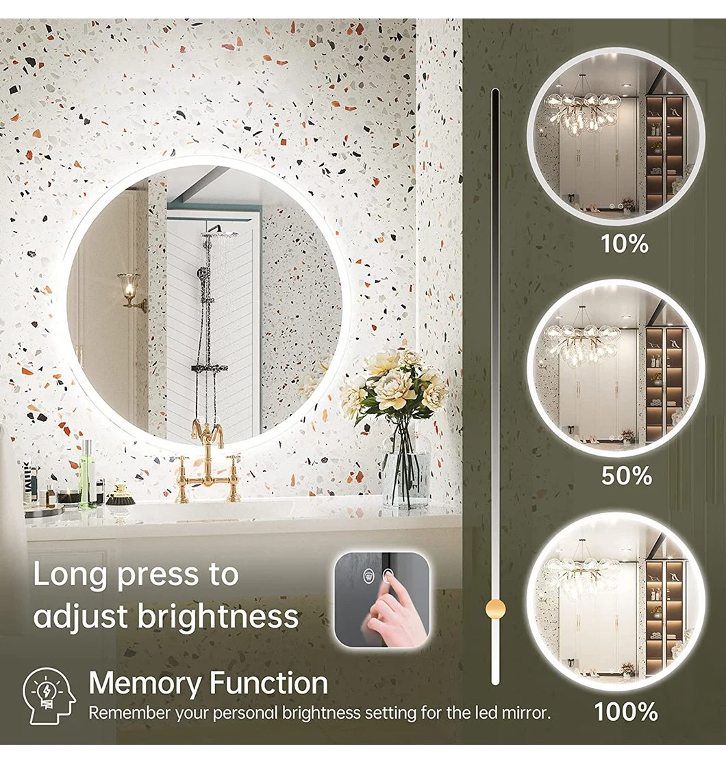 Badezimmerspiegel mit Beleuchtung Antibeschlag beleuchteter Vanity Smart Spiegel Wandmontage LED Badezimmer dimmbar Illu