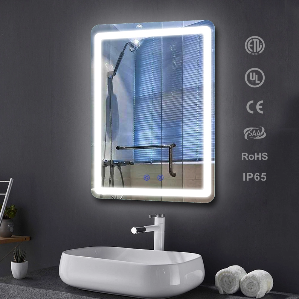 LED-Antibeschlag-beleuchteter intelligenter Bluetooth-Badezimmerspiegel mit Digitaluhr