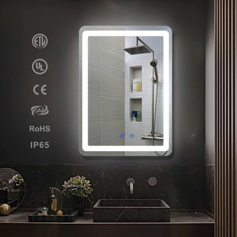 LED-Antibeschlag-beleuchteter intelligenter Bluetooth-Badezimmerspiegel mit Digitaluhr