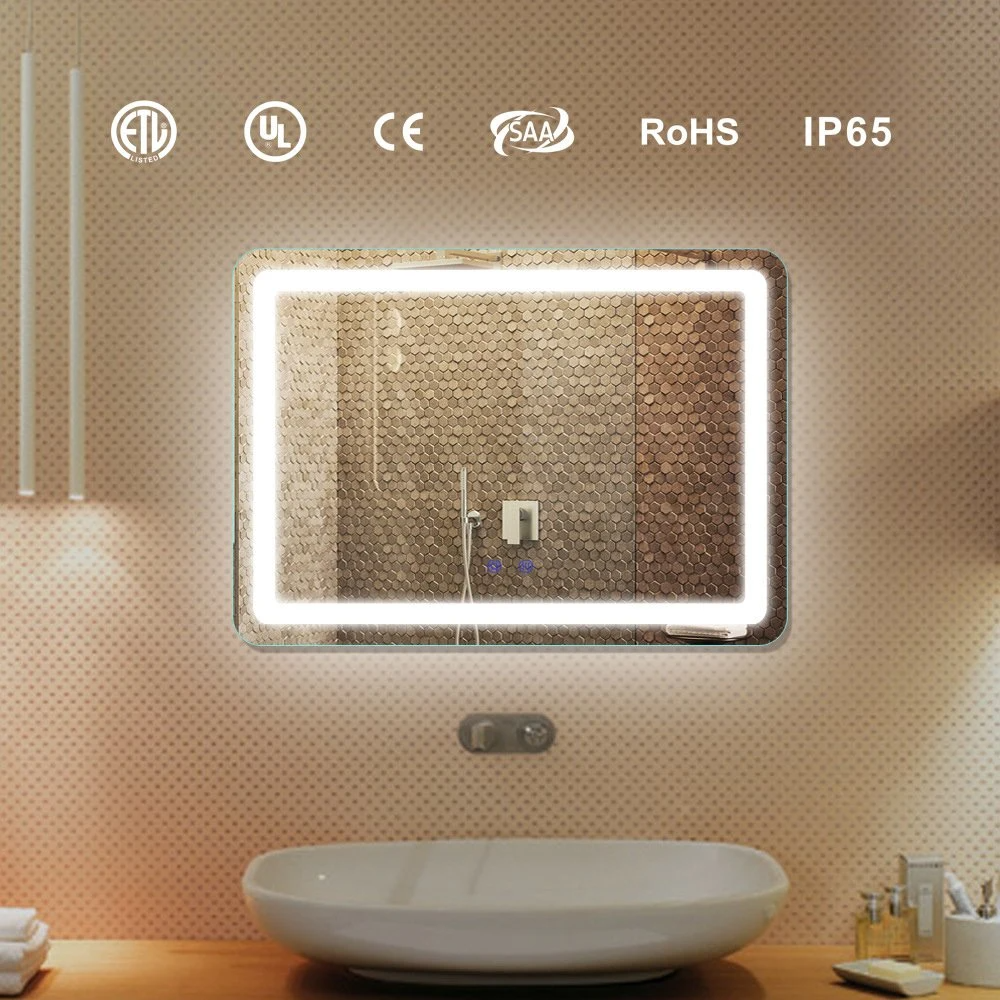 LED-Antibeschlag-beleuchteter intelligenter Bluetooth-Badezimmerspiegel mit Digitaluhr