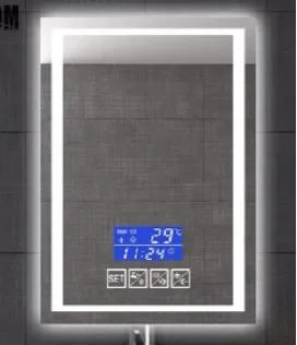 LED-Antibeschlag-beleuchteter intelligenter Bluetooth-Badezimmerspiegel mit Digitaluhr