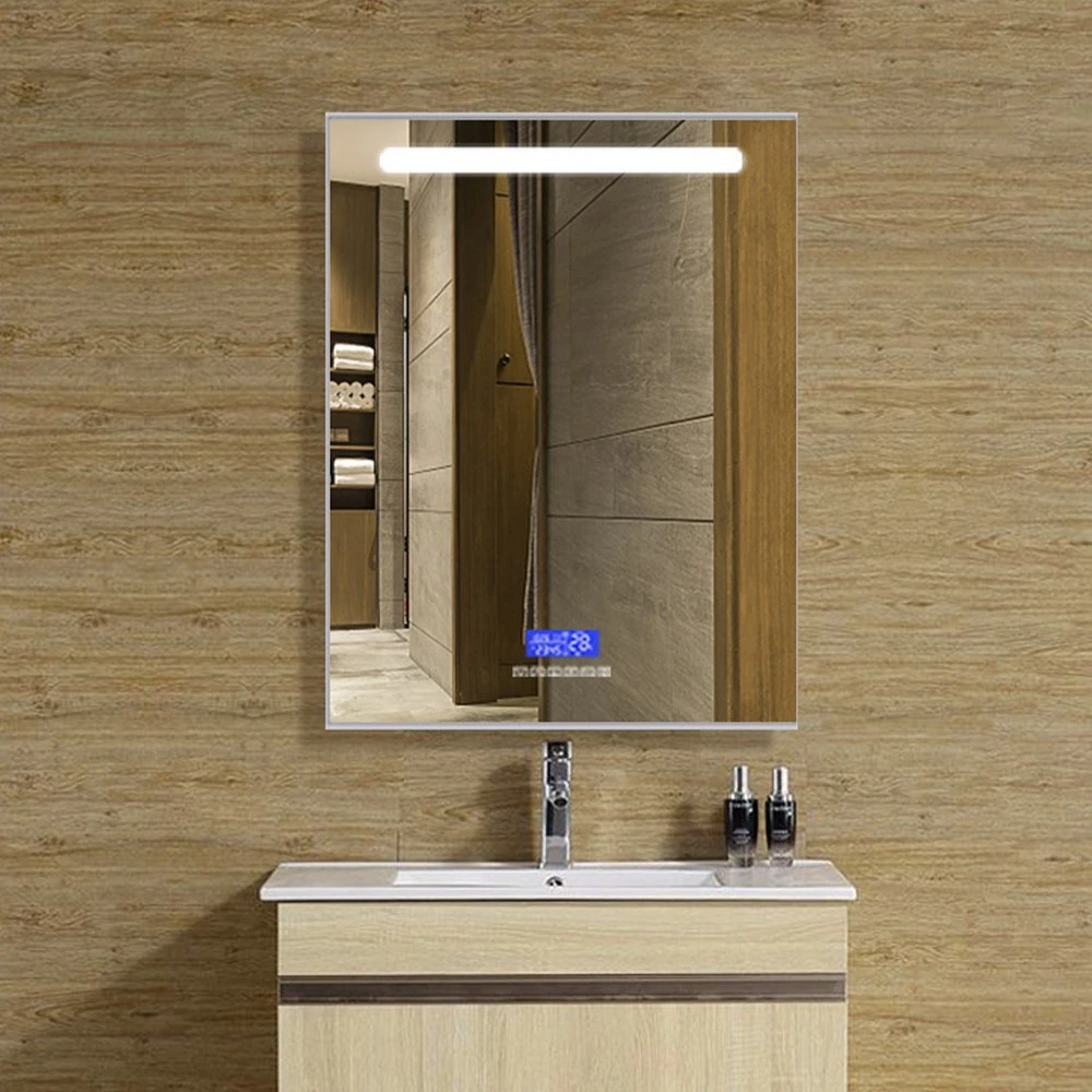 Quadratischer, an der Wand befestigter, LED-beleuchteter Badezimmer-Kosmetikspiegel mit Anti-Fog-Funktion