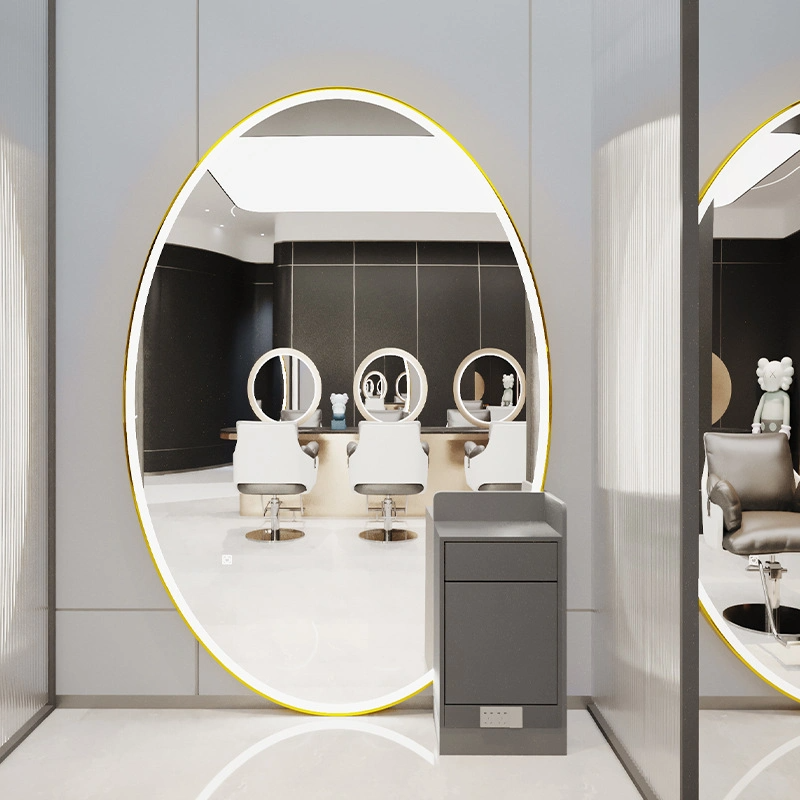 New Fashion Big Size Salon Spiegel Customized LED Light Styling Station Schönheitsspiegel Friseurmöbel