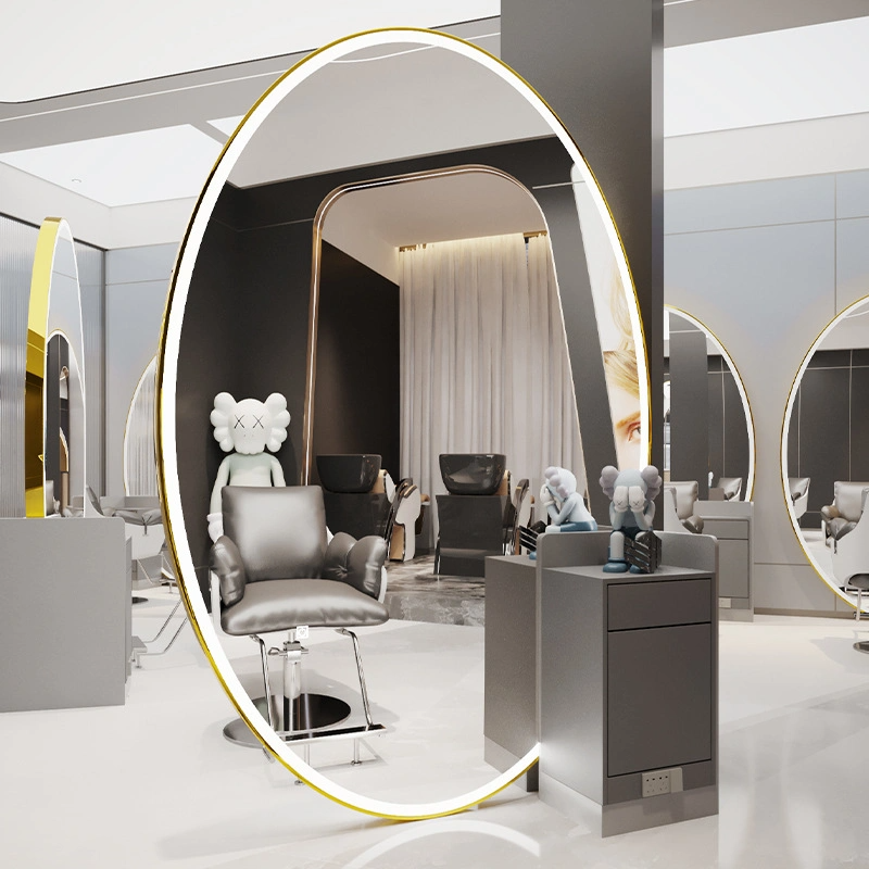 New Fashion Big Size Salon Spiegel Customized LED Light Styling Station Schönheitsspiegel Friseurmöbel