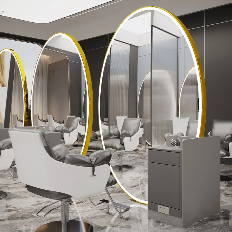 New Fashion Big Size Salon Spiegel Customized LED Light Styling Station Schönheitsspiegel Friseurmöbel