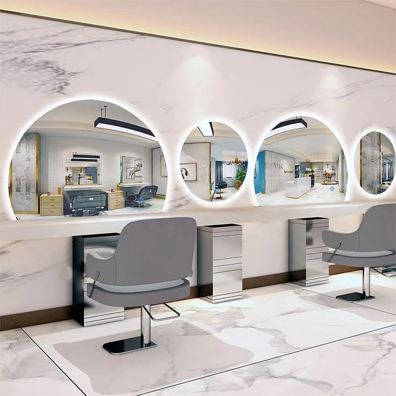 Friseurspiegel Salon Runder Barbershop Spiegeltisch Friseursalon Spezielle europäische Glassalonmöbel