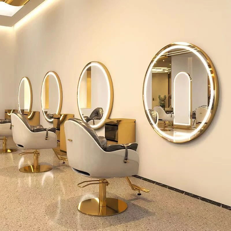 Friseurspiegel Salon Runder Barbershop Spiegeltisch Friseursalon Spezielle europäische Glassalonmöbel
