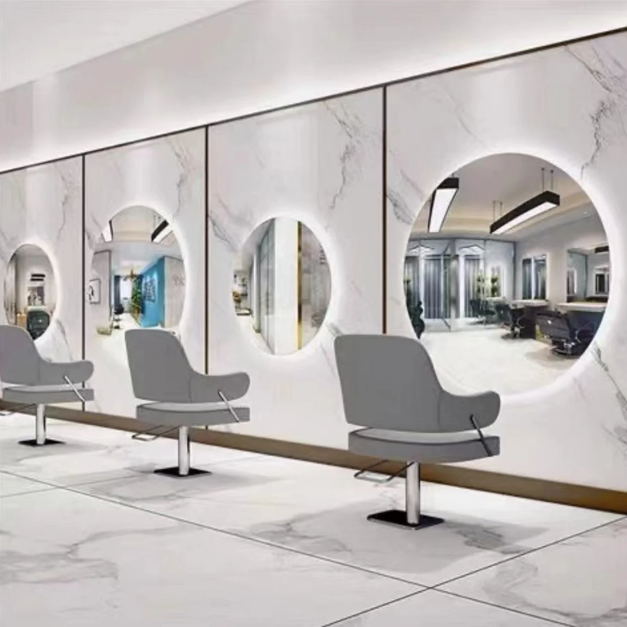 Friseurspiegel Salon Runder Barbershop Spiegeltisch Friseursalon Spezielle europäische Glassalonmöbel