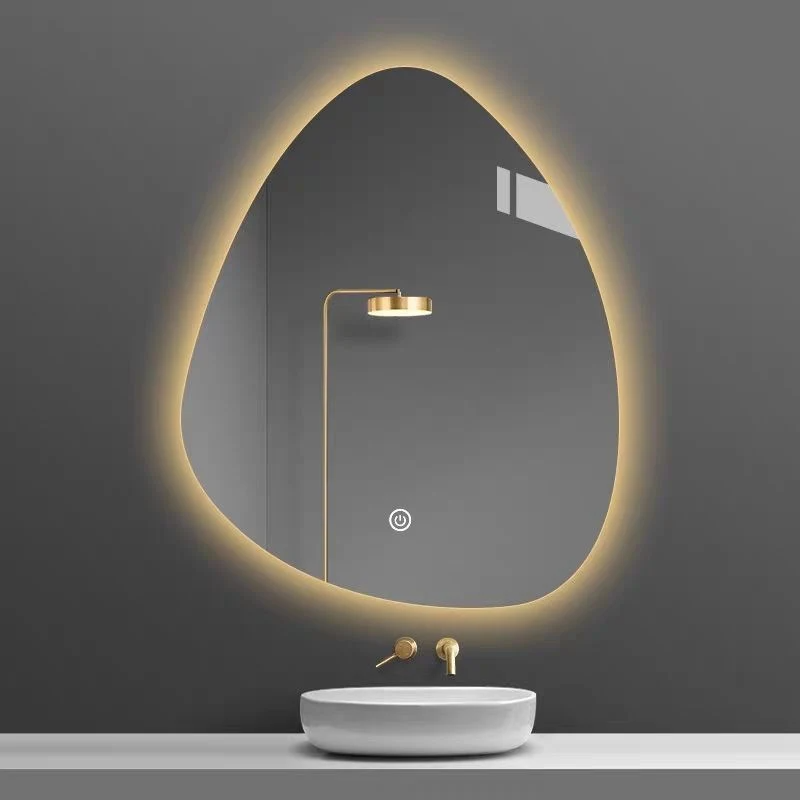 Unregelmäßige benutzerdefinierte Beleuchtung Badezimmerspiegel Wandmontierte Badewanne Special-Interest Vanity Smart LED Mirror