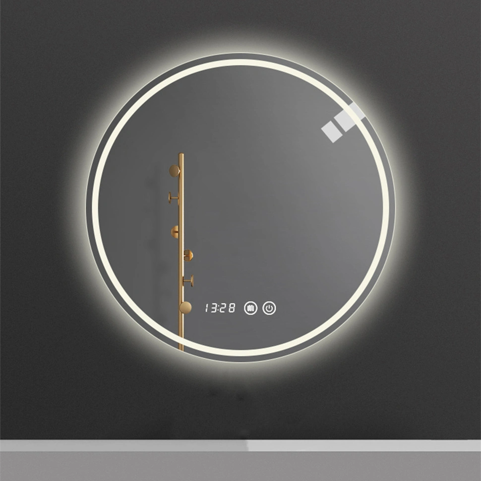 Moderner rahmenloser runder LED-beleuchteter Badezimmerspiegel mit Hintergrundbeleuchtung, dekorativer Wandspiegel