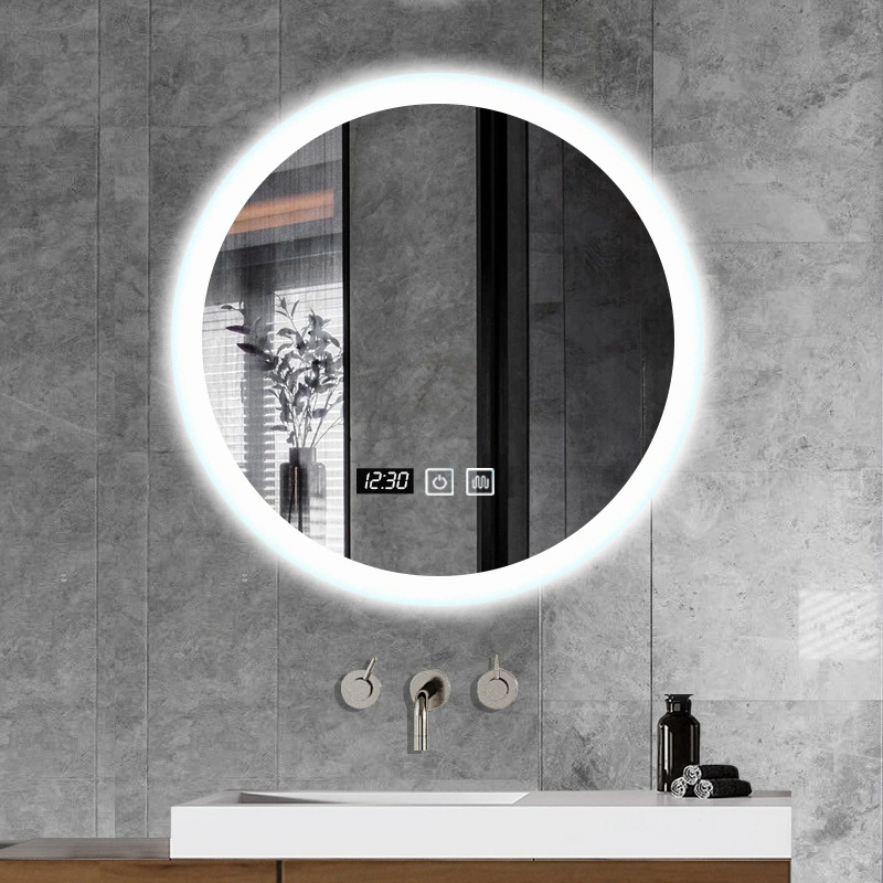 Moderner rahmenloser runder LED-beleuchteter Badezimmerspiegel mit Hintergrundbeleuchtung, dekorativer Wandspiegel