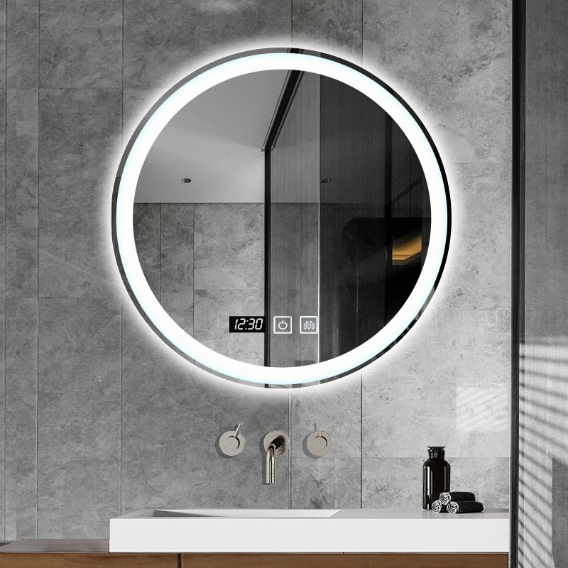 Moderner rahmenloser runder LED-beleuchteter Badezimmerspiegel mit Hintergrundbeleuchtung, dekorativer Wandspiegel