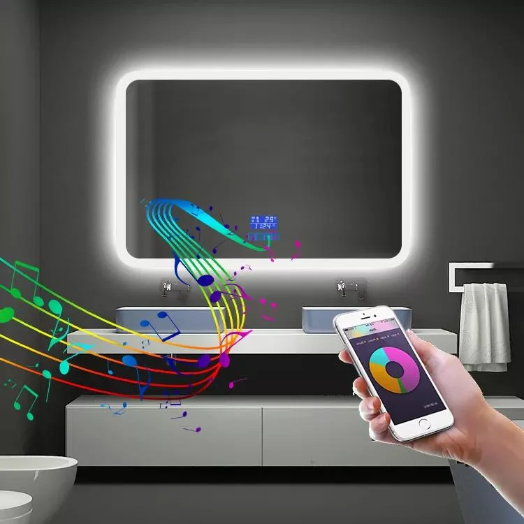 LED-Badezimmerspiegel-Lautsprecher Musik mit Make-up-Smart-beleuchtetem LED-Spiegel-Touchscreen
